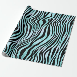 Papel De Regalo Estampado Animal Azul Brillante Piel de Cebra Turq