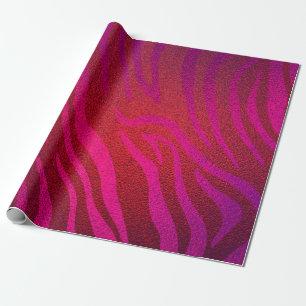 Papel De Regalo Estampado Animal Cebra Glam Rosa Brillante Fiesta 