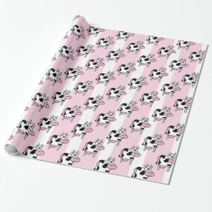 Papel De Regalo Estampado Animal Femenino Vaca Sonriente
