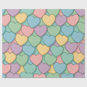 Papel de regalo estampado con corazones coloridos