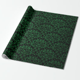 Papel De Regalo Estampado damasco rústico negro y verde