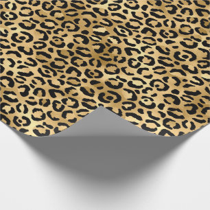 Papel De Regalo Estampado de animal leopardo guepardo oro negro
