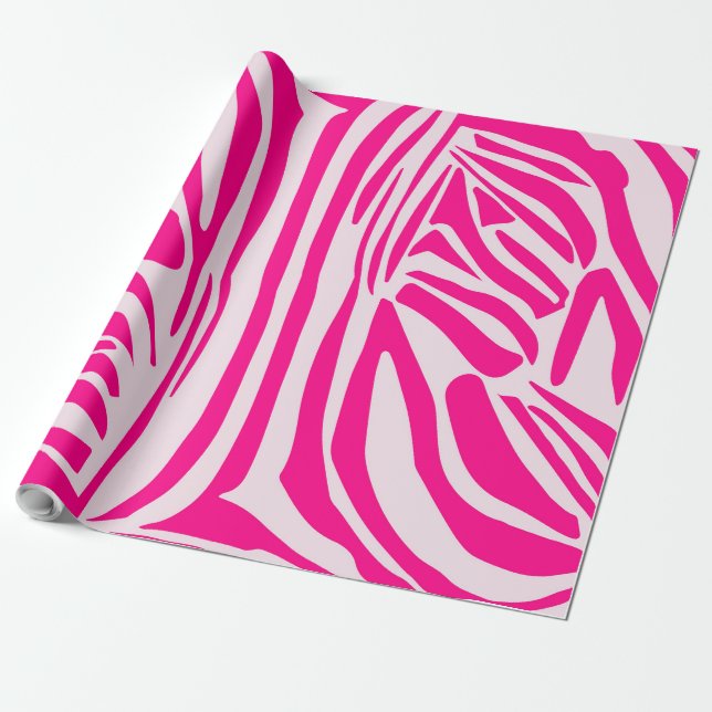Papel De Regalo Estampado de cebra rosa (Desenrollado)