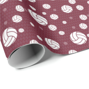 Papel De Regalo Estampado de Cevron de Voleibol Maroon
