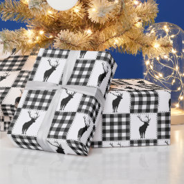 Papel De Regalo Estampado de Cuadros de Búfalo con Ciervos Bosque
