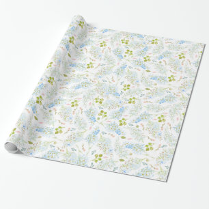 Papel De Regalo Estampado de flores azul claro con clase