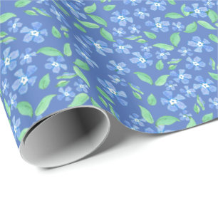 Papel De Regalo Estampado de flores bonito del verde azul del