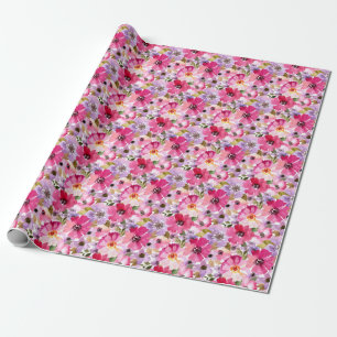 Papel De Regalo Estampado de flores de la acuarela del verano