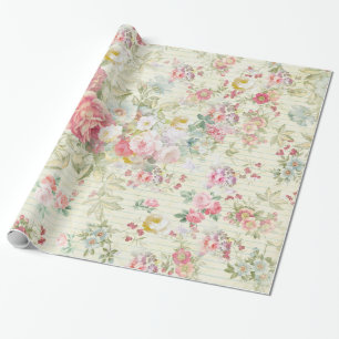 Papel De Regalo estampado de flores elegante del pastel del rosa