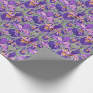 Papel De Regalo Estampado de flores púrpura del iris