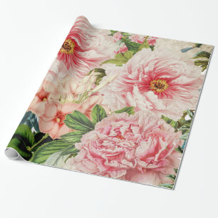 Papel De Regalo Estampado de flores retro de la primavera de la