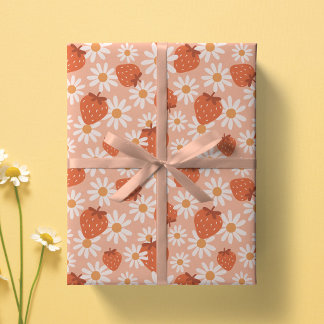 Papel De Regalo Estampado de fresa Groovy Daisy verano primavera r