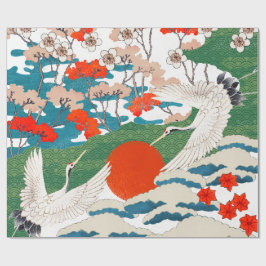 PAPEL DE REGALO ESTAMPADO DE GRULLA JAPONESA