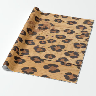 Papel De Regalo Estampado de Guepardo en Patrón de Madera – Regalo