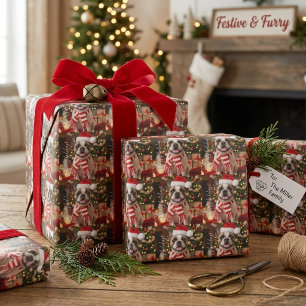 Papel De Regalo Estampado de hueso de perro con huellas de pezuña 
