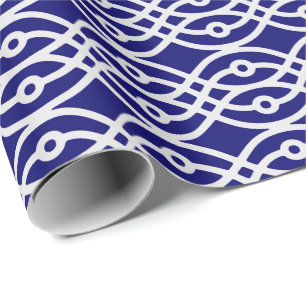 Papel De Regalo Estampado de kimono, gris plateado y azul marino