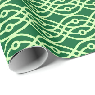 Papel De Regalo Estampado de kimono, verde oscuro y claro