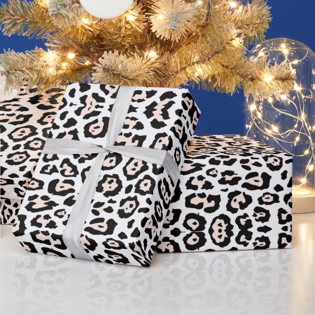 Papel De Regalo Estampado de leopardo de moda rosa rubor negro bla (Vacaciones)