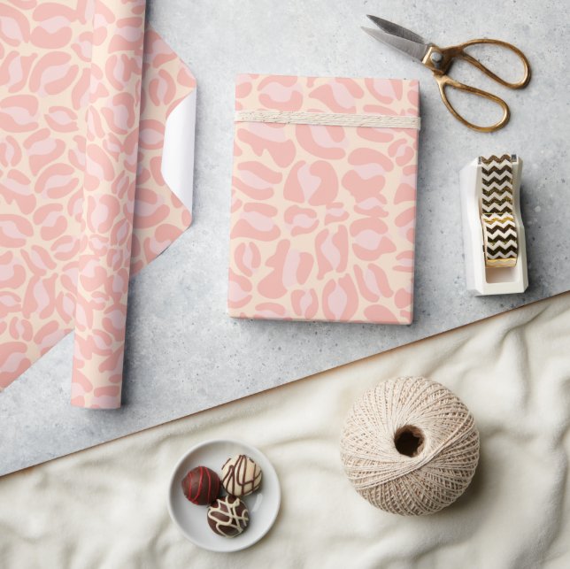 Papel De Regalo Estampado de leopardo rosa (Artesanía)