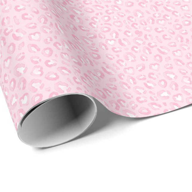 Papel De Regalo Estampado de leopardo rosa suave (Esquina del rollo)