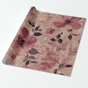 Papel De Regalo Estampado de lino floral con toque rústico (2)