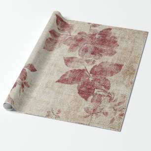 Papel De Regalo Estampado de lino floral rústico rosado (1)