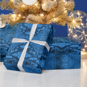 Papel De Regalo Estampado de piel de serpiente azul