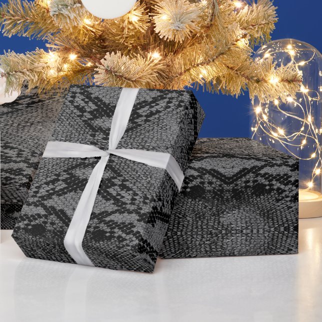 Papel De Regalo Estampado de piel de serpiente gris (Vacaciones)