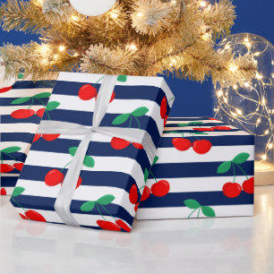 Papel De Regalo Estampado de rayas de cereza – Regalo y decoración