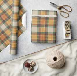 Papel De Regalo Estampado de Tartán de Cuadros de Cosecha de Otoño