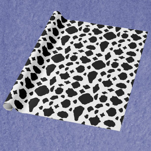 Papel De Regalo Estampado de vaca en negro y blanco