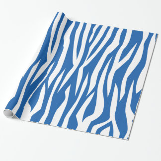 Papel De Regalo Estampado de zebra del azul del dril de algodón