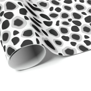 Papel De Regalo Estampado leopardo - blanco y negro