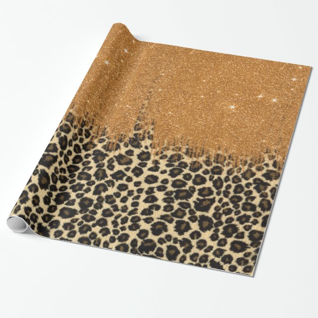 Papel De Regalo Estampado leopardo con el falso movimiento del (Desenrollado)