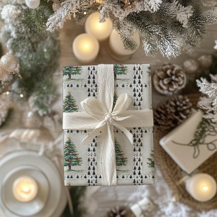 Papel De Regalo Estampilla de reposo de árbol de Navidad vintage