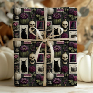 Papel De Regalo Estampilla gótica de póster arroja calabazas de ga