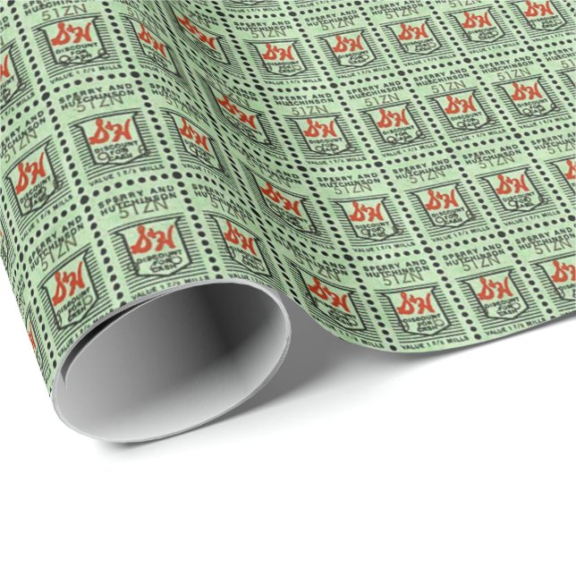 Papel De Regalo Estampillas de comercio verde (Esquina del rollo)