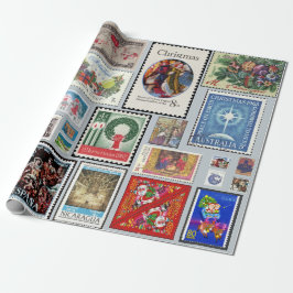 Papel De Regalo Estampillas de navidades en todo el mundo