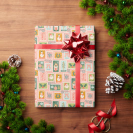 Papel De Regalo Estampillas de rehenes de festividad en rosa