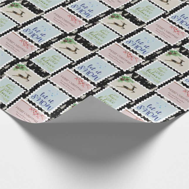 Papel De Regalo Estampillas de reposo Árbol de Navidad personaliza (Esquina)