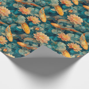 Papel De Regalo Estanque de koi de fantasía peces koi brillantes f