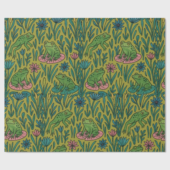 Papel De Regalo Estanque de ranas                                 (Superficie plana)