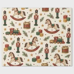 Papel De Regalo Estante de juguetes antiguos Navidad nostálgica pa