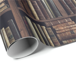 Papel De Regalo Estante Vintage de Libros Impresión de Biblioteca
