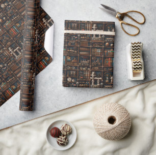 Papel De Regalo Estantería de libros vintage steampunk Maravillas