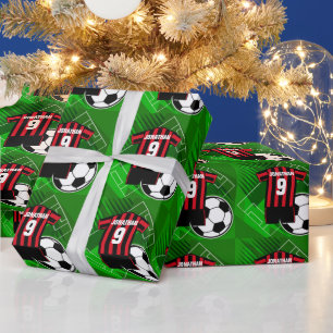 Papel De Regalo Estantes rojas y negras de Jersey Personalizado