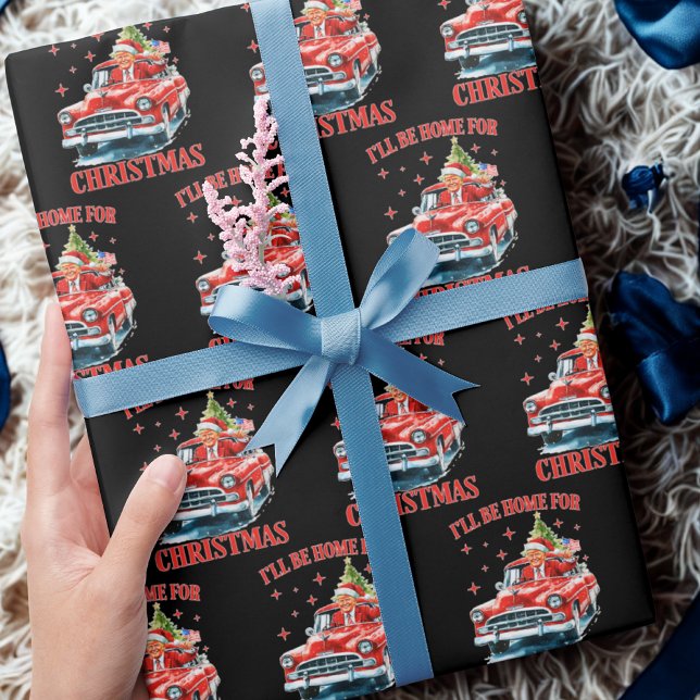 Papel De Regalo Estaré en casa para Navidades Divertido Trump (Subido por el creador)