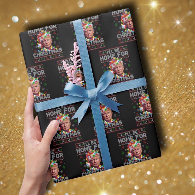 Papel De Regalo Estaré en casa para Navidades | Gracioso Santa Tru (Subido por el creador)