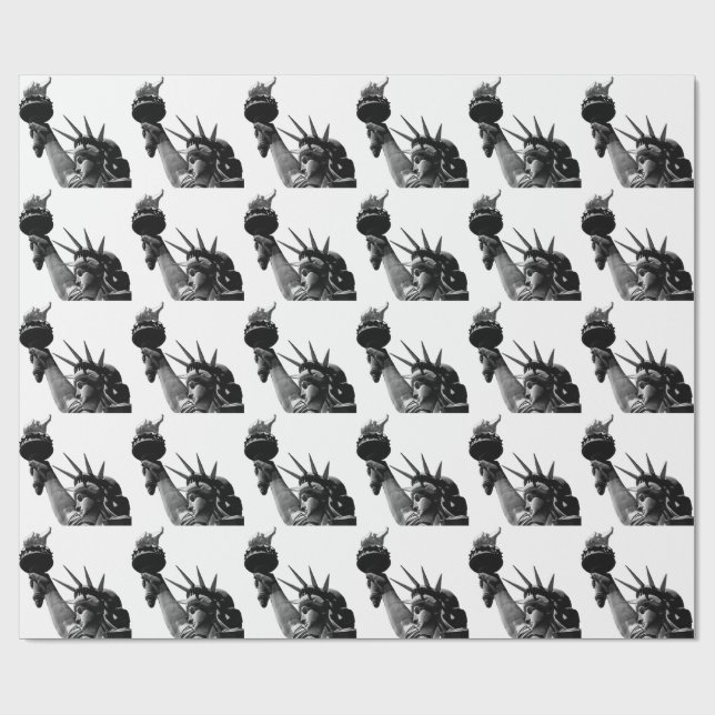 Papel De Regalo Estatua de la libertad en blanco y negro (Superficie plana)