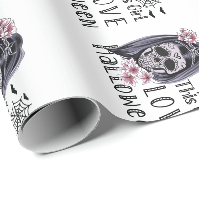 Papel De Regalo Este Chica ama Halloween (Esquina del rollo)